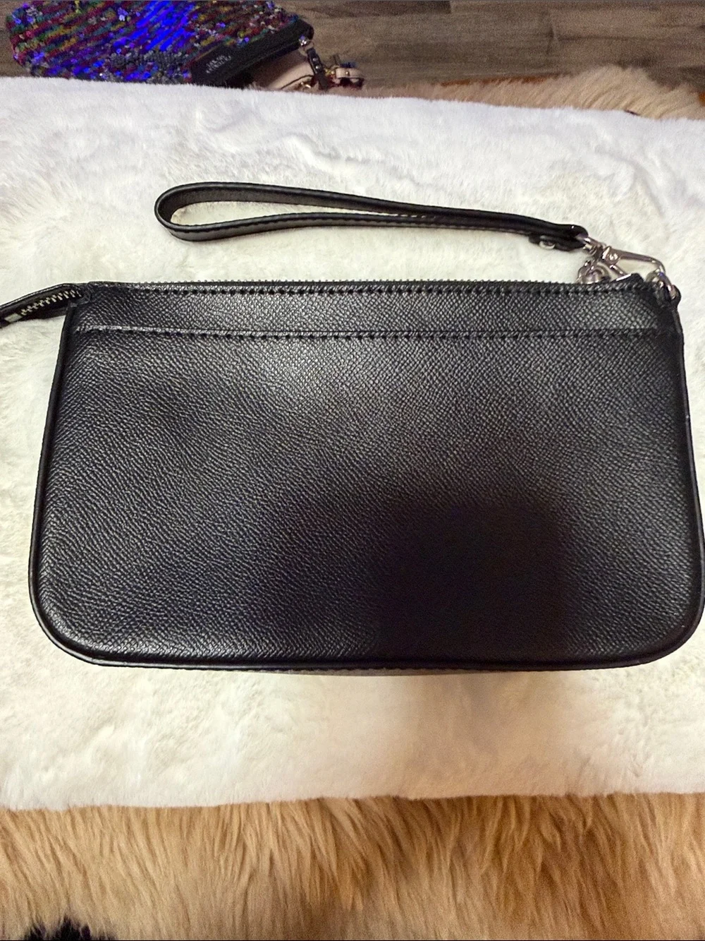 Michael Kors Saylor Large Leather Pouchette Wristlet Black